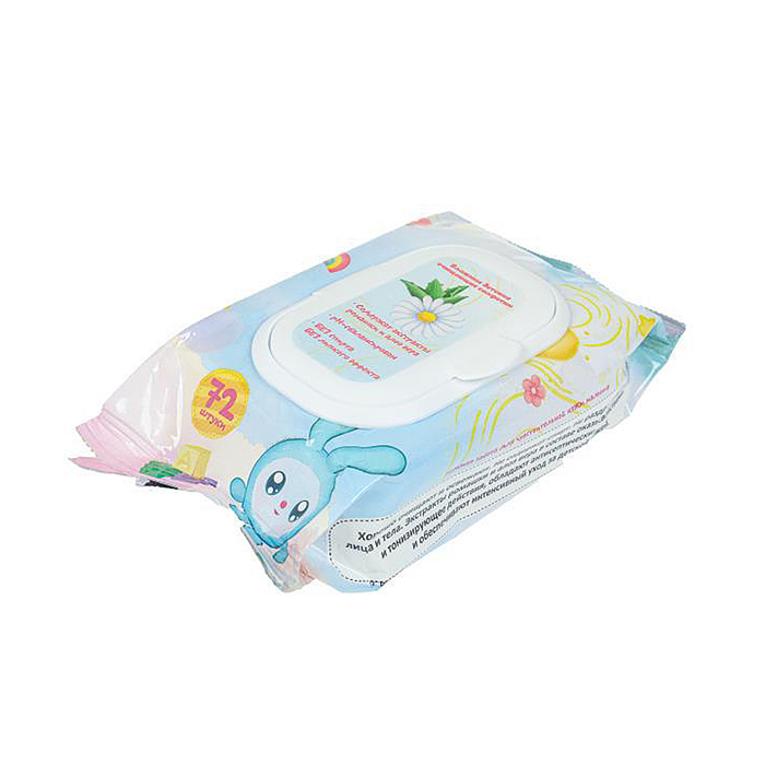 Влажные детские салфетки "Малышарики" с клапаном 72 шт. 