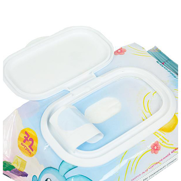 Влажные детские салфетки "Малышарики" с клапаном 72 шт. 