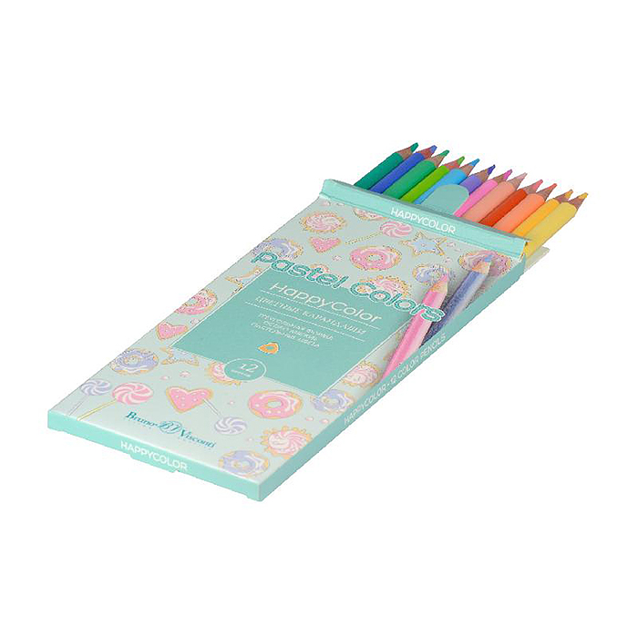 Фото к товару Карандаши цветные 12 цв. "Happycolor" пастельные Карандаши цветные 12 цв. "Happycolor" пастельные