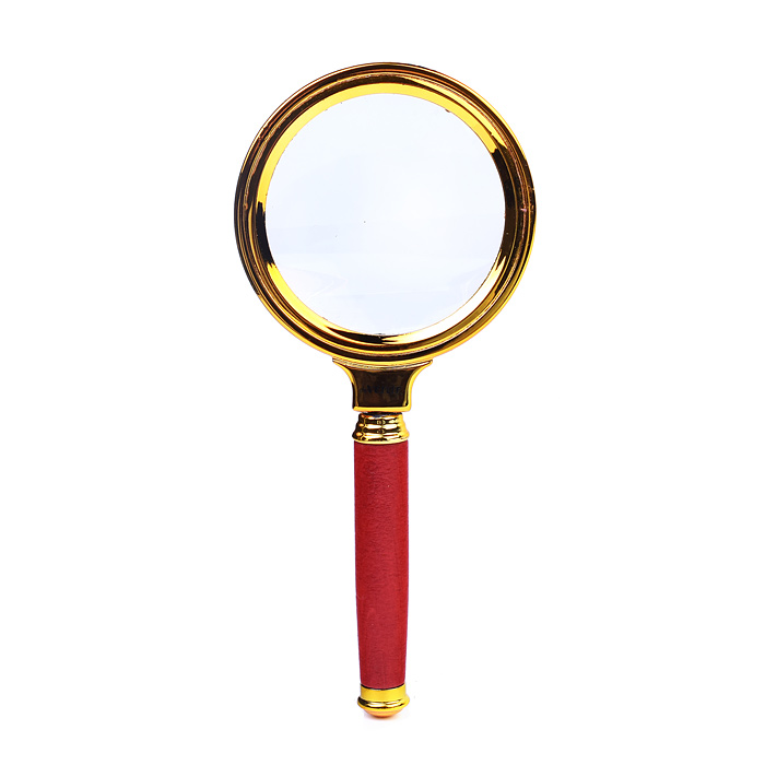 Лупа с увеличением 4 раза, d=70 мм, оправа из ABS-пластика, усиленная ручка из натуральног