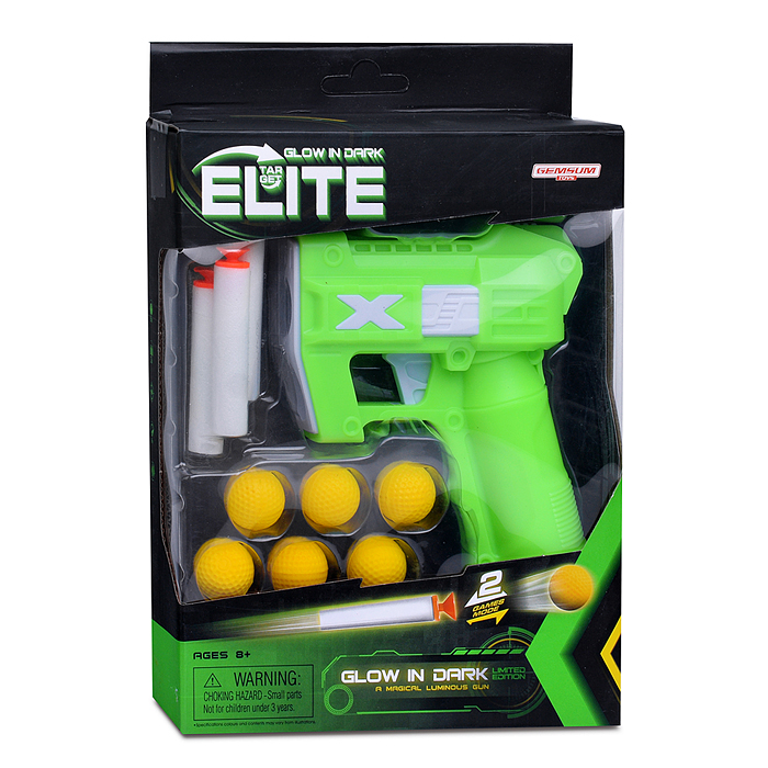 Бластер 6090 "Неон" с шариками и мягкими пулями, в коробке