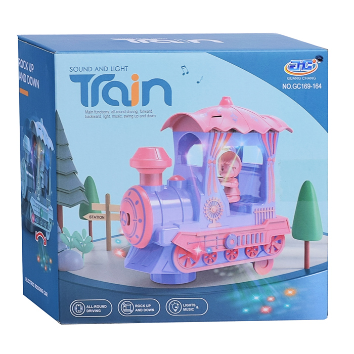 Паровоз GC169-164 "Веселый машинист" со светом и звуком, на батарейках, в коробке