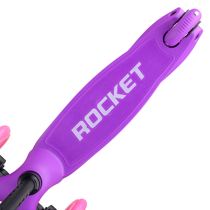 Фото к товару Самокат 3-х колесный ROCKET,колеса PU со светом, светящаяся стойка, ABEC 7, фиолетовый Самокат 3-х колесный ROCKET,колеса PU со светом, светящаяся стойка, ABEC 7, фиолетовый