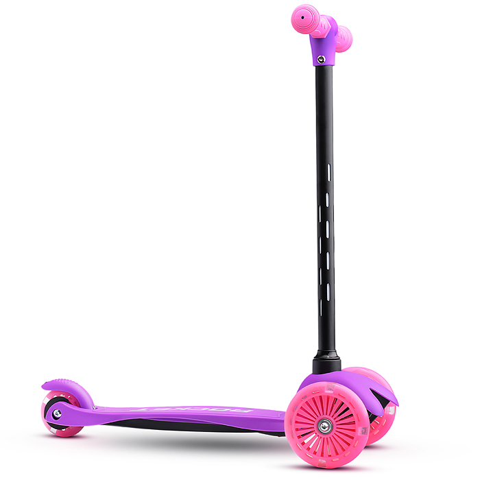 Фото к товару Самокат 3-х колесный ROCKET,колеса PU со светом, светящаяся стойка, ABEC 7, фиолетовый Самокат 3-х колесный ROCKET,колеса PU со светом, светящаяся стойка, ABEC 7, фиолетовый