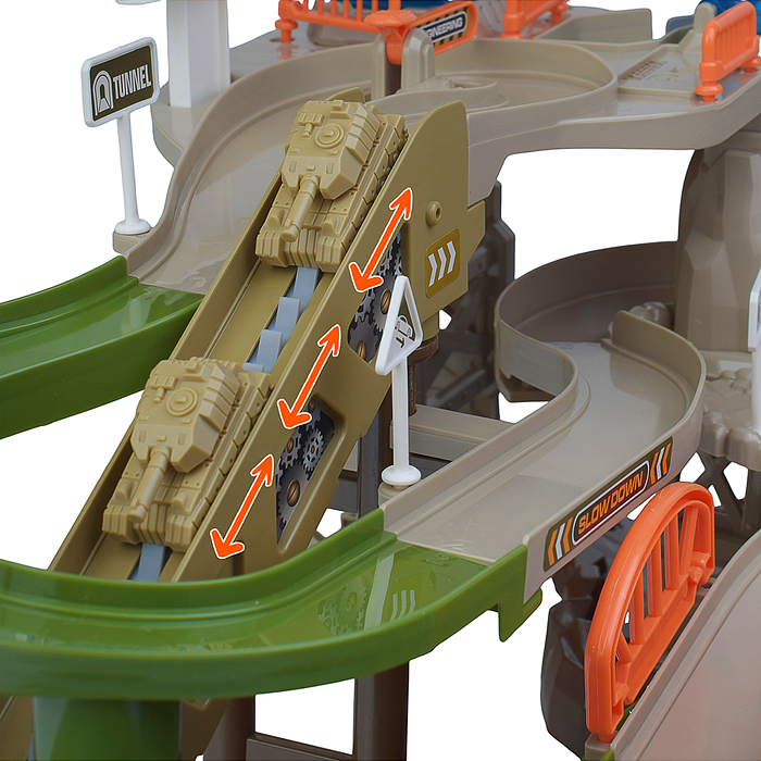 Парковка- трек ZX-007A "Военная база" на батарейках, в коробке