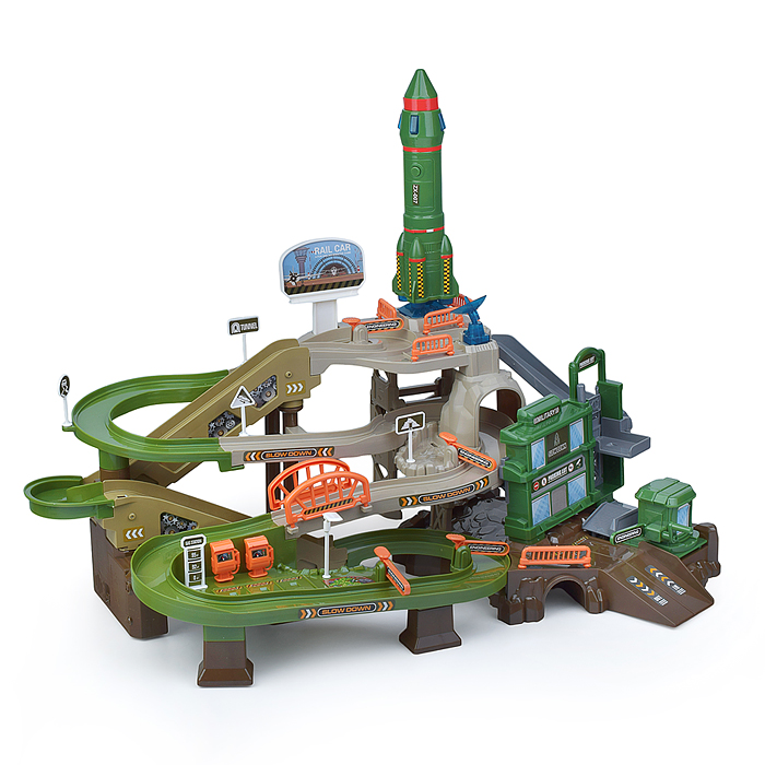 Парковка- трек ZX-007A "Военная база" на батарейках, в коробке