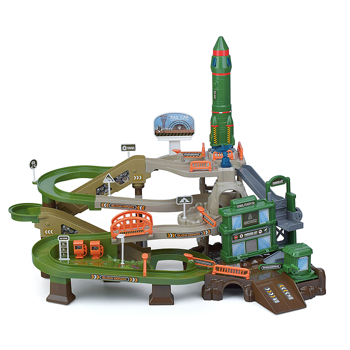 Парковка- трек ZX-007A "Военная база" на батарейках, в коробке