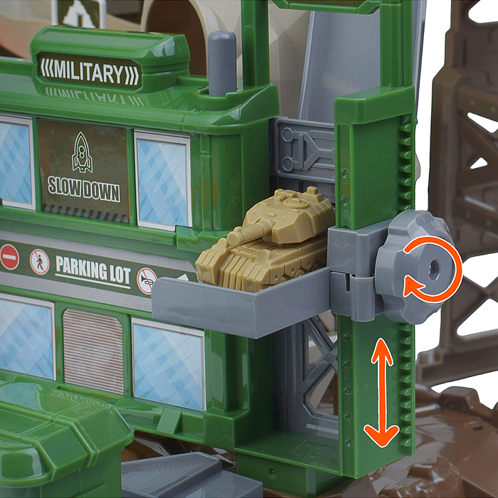 Парковка- трек ZX-007A "Военная база" на батарейках, в коробке