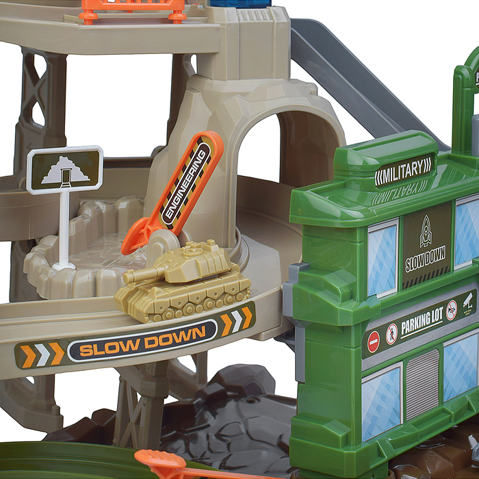 Парковка- трек ZX-007A "Военная база" на батарейках, в коробке