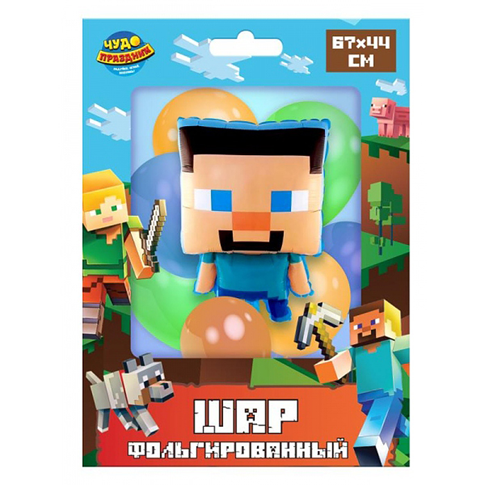 Шар фольгированная фигура "Майнкрафт" 67*44 см. Шар фольгированная фигура "Майнкрафт" 67*44 см.