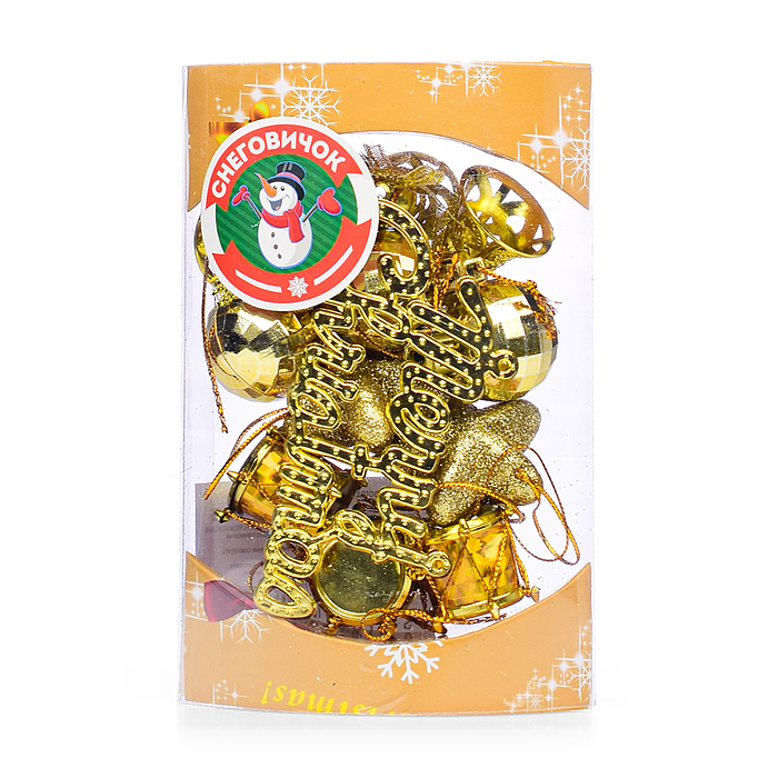 Набор новогодних украшений S2001-1 3см*13шт золото