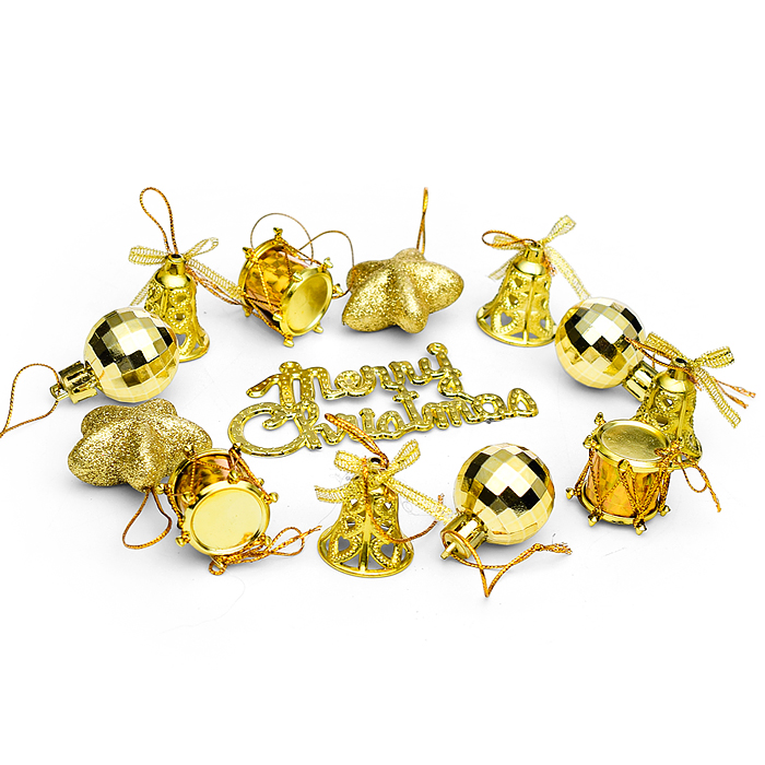 Набор новогодних украшений S2001-1 3см*13шт золото