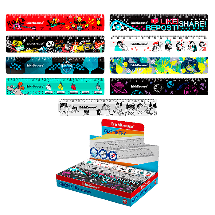 Линейка пластиковая 15см, ассорти для мальчиков 