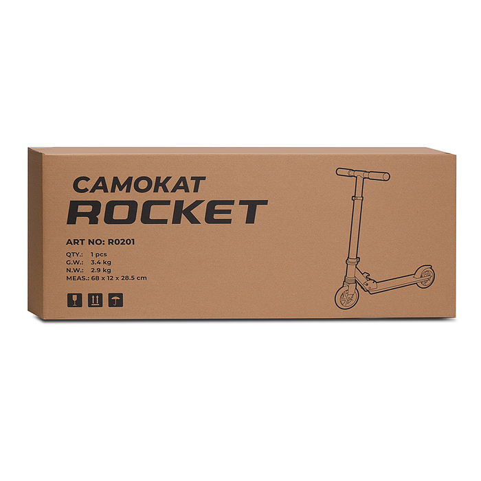 Самокат детский R0201 ROCKET, алюминиевый, колеса PU, 145 мм, черный