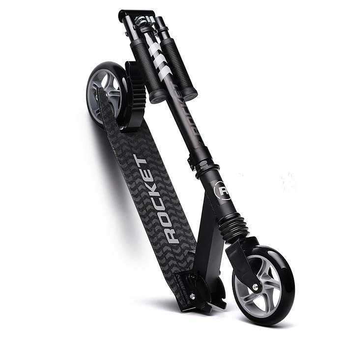 Самокат детский R0201 ROCKET, алюминиевый, колеса PU, 145 мм, черный