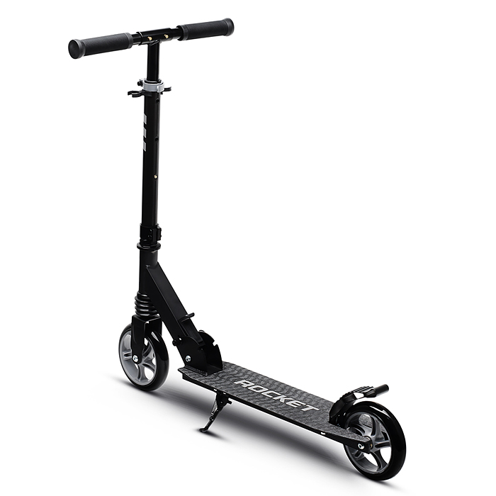 Самокат детский R0201 ROCKET, алюминиевый, колеса PU, 145 мм, черный