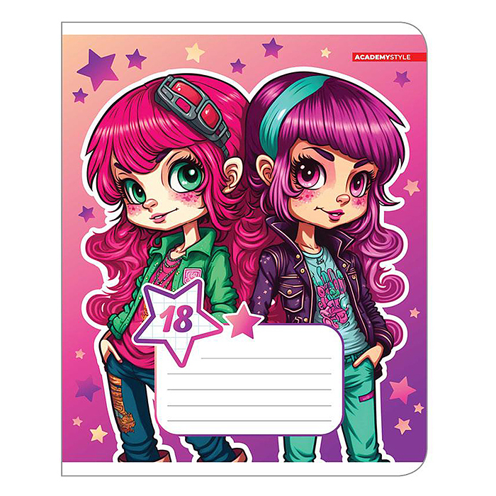 Тетрадь 18л., клетка "Подружки" А5