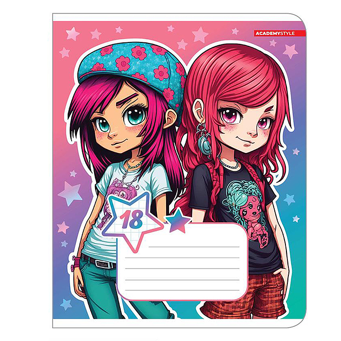 Тетрадь 18л., клетка "Подружки" А5