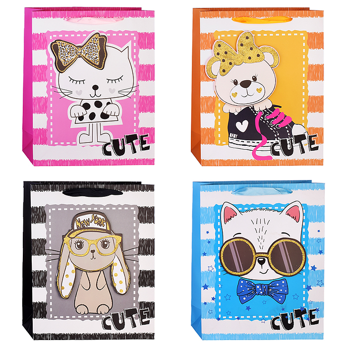 Пакет подарочный 00-4287 "CUTE" 26x10x32 см, 3D