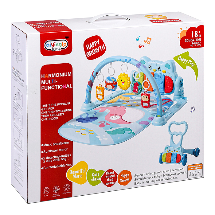 Коврик развивающий 368-8A "Happy growth" голубой, в коробке