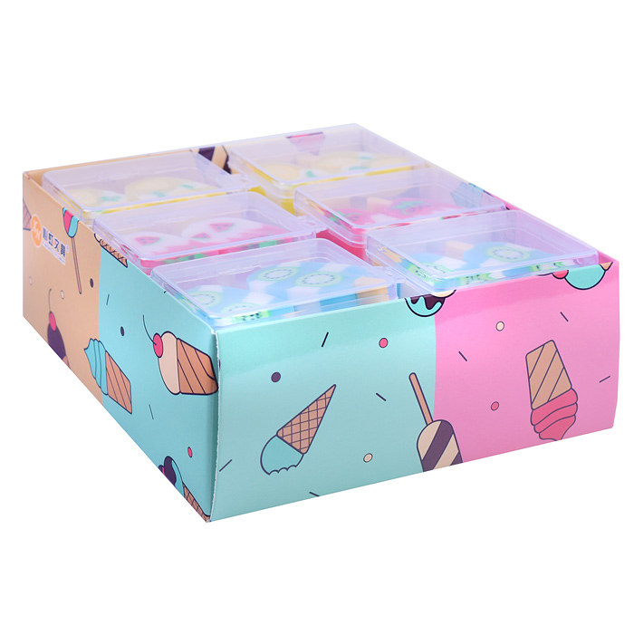 Ластик "Фруктовое мороженое", набор из 2 шт. в пластиковой коробочке, 3 вида в ассортименте