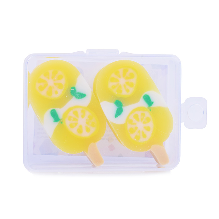 Ластик "Фруктовое мороженое", набор из 2 шт. в пластиковой коробочке, 3 вида в ассортименте