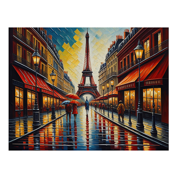 Холст с красками 30х40 по номерам "Проспект в Париже" (в коробке) (30цв.) 