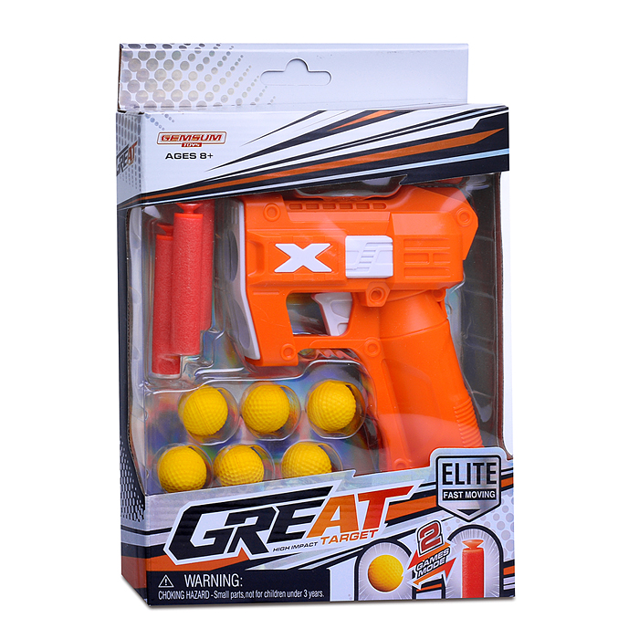 Фото к товару Бластер 393 "Отличная цель" с шариками и мягкими пулями, в коробке Бластер 393 "Отличная цель" с шариками и мягкими пулями, в коробке
