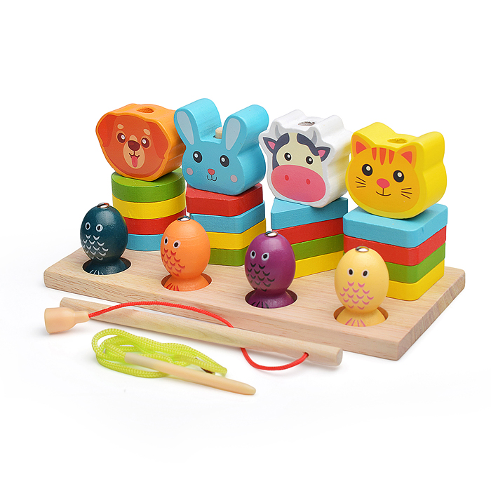 Фото к товару Игра логическая D1768 Пирамидка "Милые зверята" с рыбалкой Игра логическая D1768 Пирамидка "Милые зверята" с рыбалкой