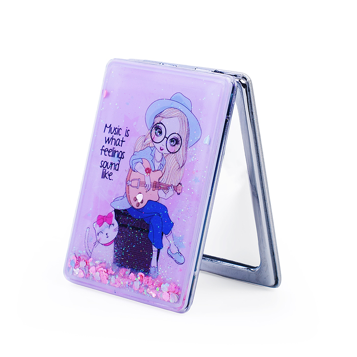 Зеркальце 00-4500 "Стильная девчонка с блестками" в пакете