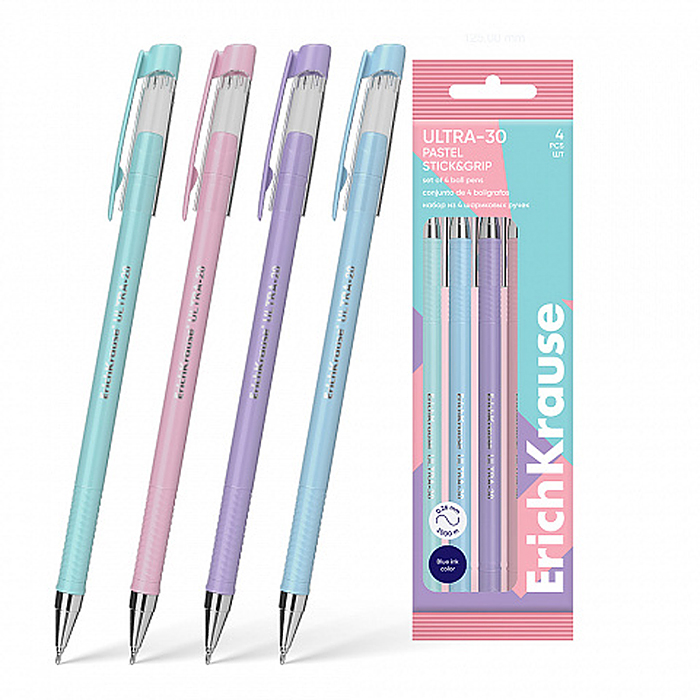 Ручка шариковая ULTRA-30 Stick&Grip Pastel 0.7, Super Glide Technology, цвет чернил синий