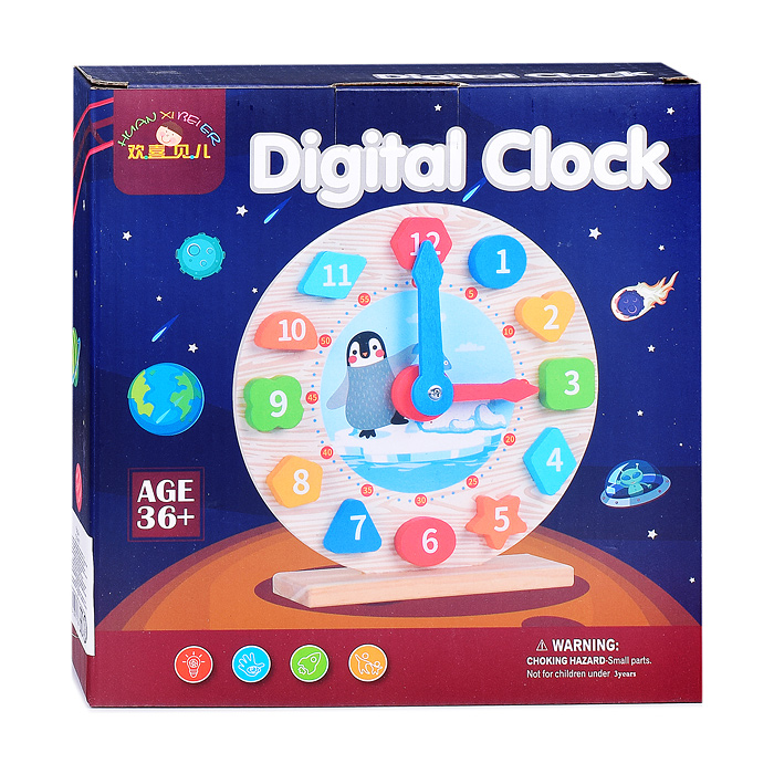 Пазл вкладыш D1477 "Часы - Пингвин на льдине"