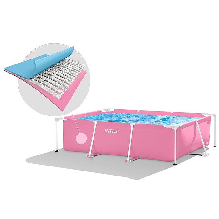 Фото к товару Бассейн каркасный Rectangular Frame, розовый 220x150х60см 1662л., 28266NP INTEX Бассейн каркасный Rectangular Frame, розовый 220x150х60см 1662л., 28266NP INTEX