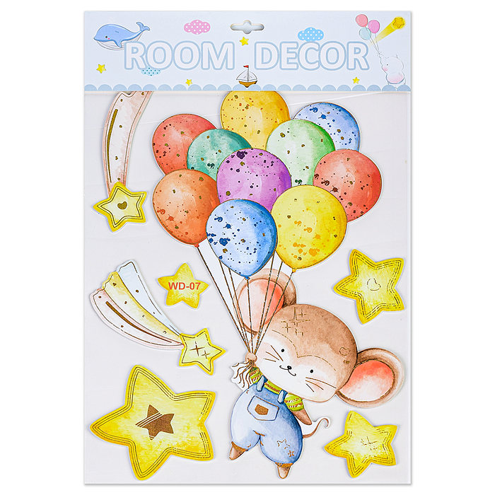 Наклейки интерьерные "Зверушки" МИКС самоклеющиеся фигурные ,объёмные  размер наклейки 31* 48 см..