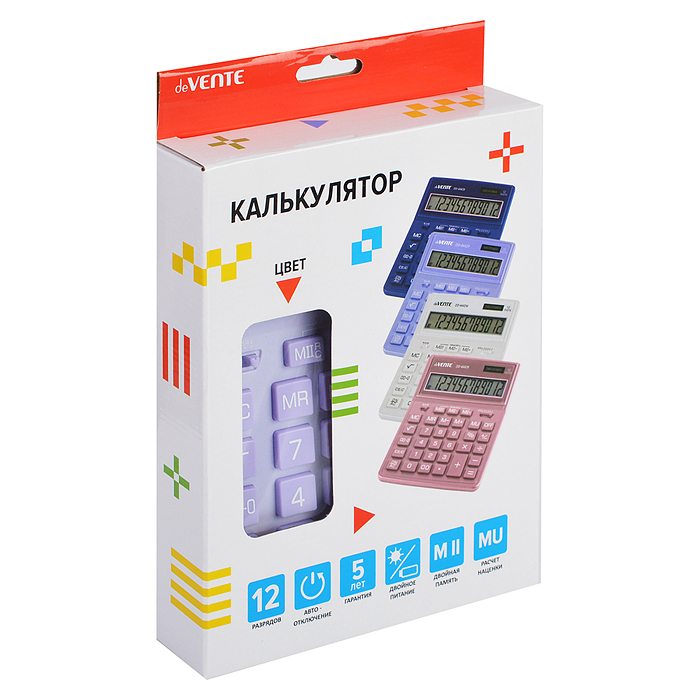 Калькулятор настольный, 155x204x33 мм, 12 разрядный, двойное питание, двойная пам