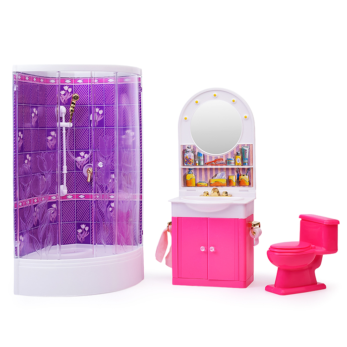 Набор мебели для кукол 98020 "Ванная комната с душевой кабиной" в коробке