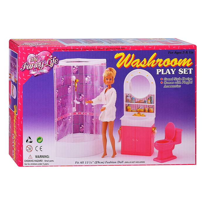 Набор мебели для кукол 98020 "Ванная комната с душевой кабиной" в коробке