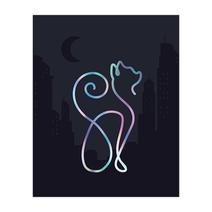 Тетрадь 48 л., клетка "Голографические кошки Sev"выб УФ, тиснение гологр фольгой