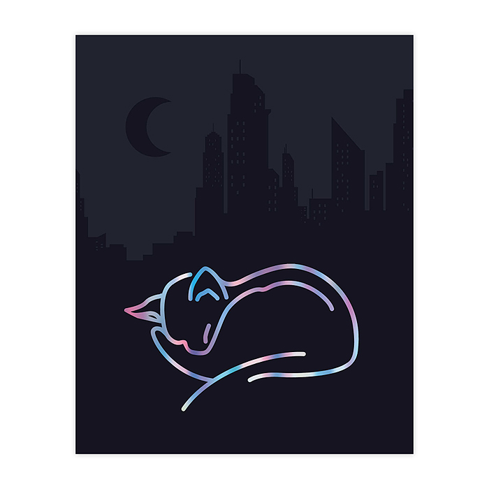 Тетрадь 48 л., клетка "Голографические кошки Sev"выб УФ, тиснение гологр фольгой