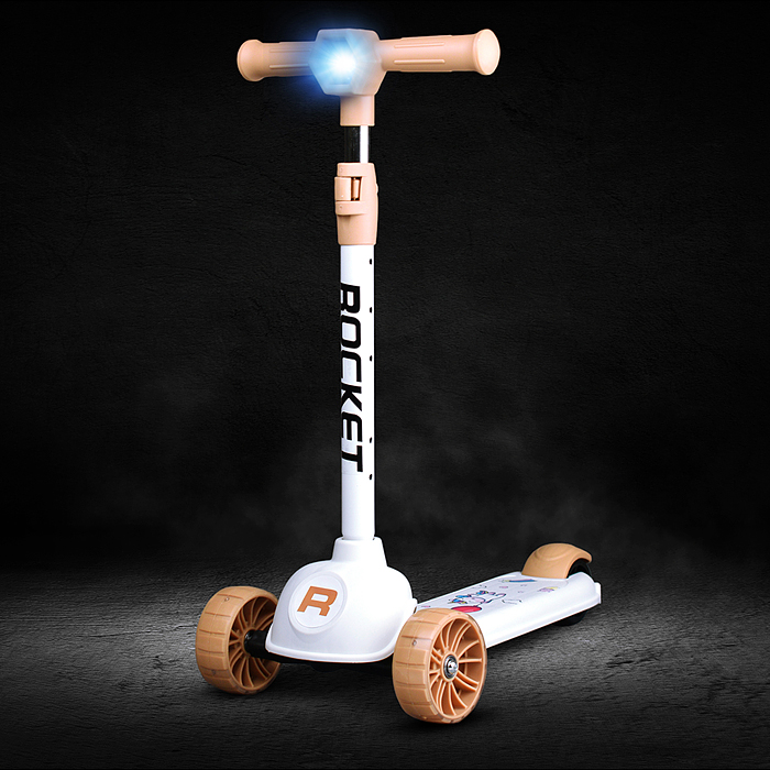 Самокат 3-х колесный ROCKET, белый