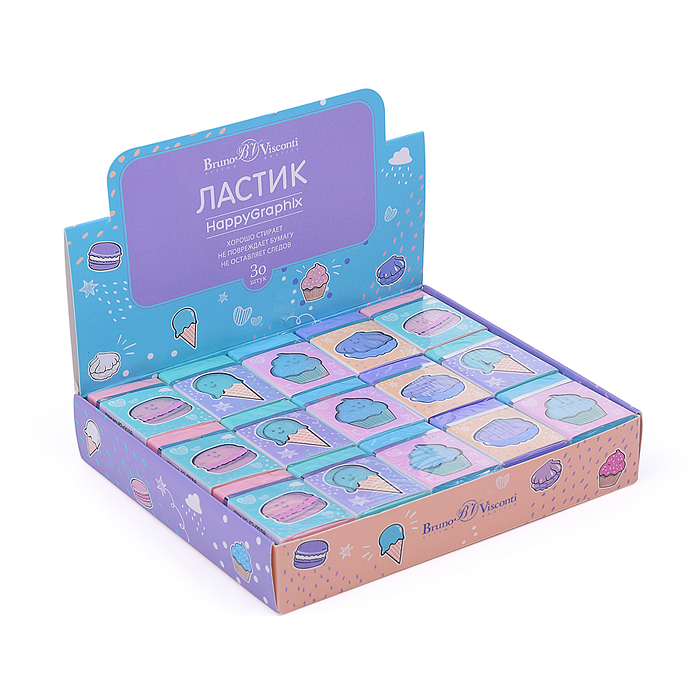 Ластик "HappyGraphix. My Sweet", 4 цвета