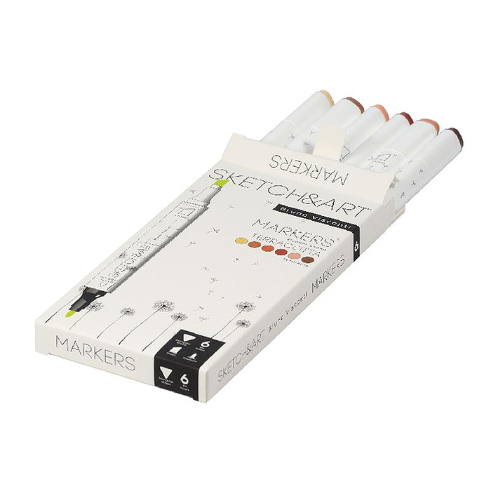 Набор двусторонних скетч-маркеров "Sketch&Art. Терракота", 6 цв.