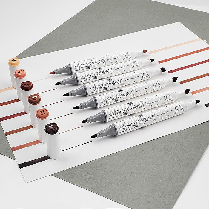 Набор двусторонних скетч-маркеров "Sketch&Art. Терракота", 6 цв.