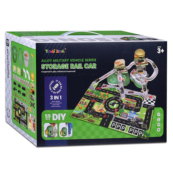 Автотрек 6623 "Дино: хранитель машин" (зеленый) в коробке