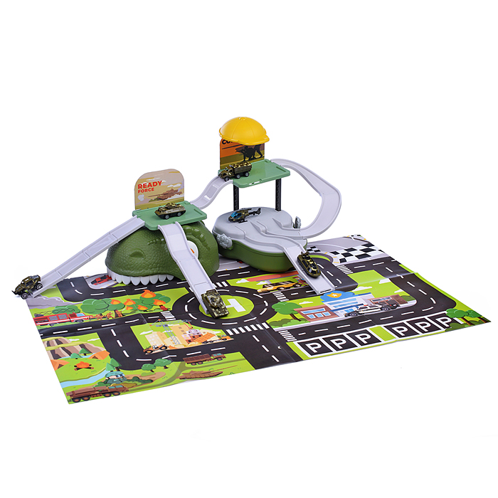 Автотрек 6623 "Дино: хранитель машин" (зеленый) в коробке