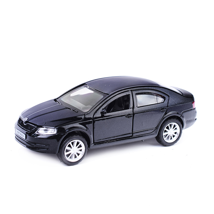 Машина металл Skoda Octavia 12 см, (двери, багаж, черный) инерц. в коробке