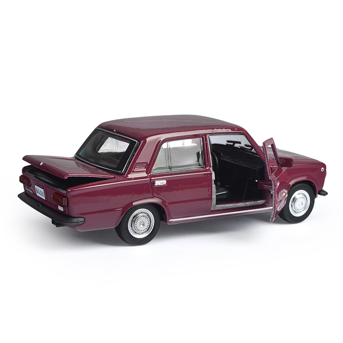 Машина металл ВАЗ-2101 12 см, (двери, багаж, фиолетовый) инерц, в коробке