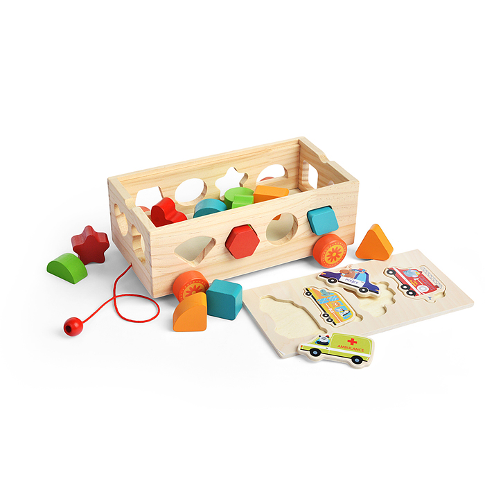 Фото к товару Сортер D1889 "Трейлер с геометрическими фигурами и машинами" Сортер D1889 "Трейлер с геометрическими фигурами и машинами"