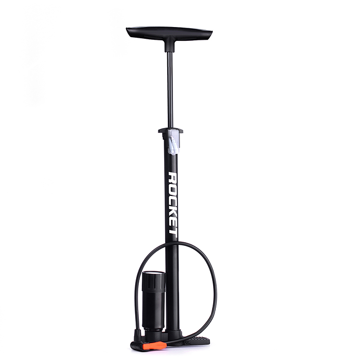 Насос велосипедный ручной Rocket,Т-образная ручка, монометр, AV/FV