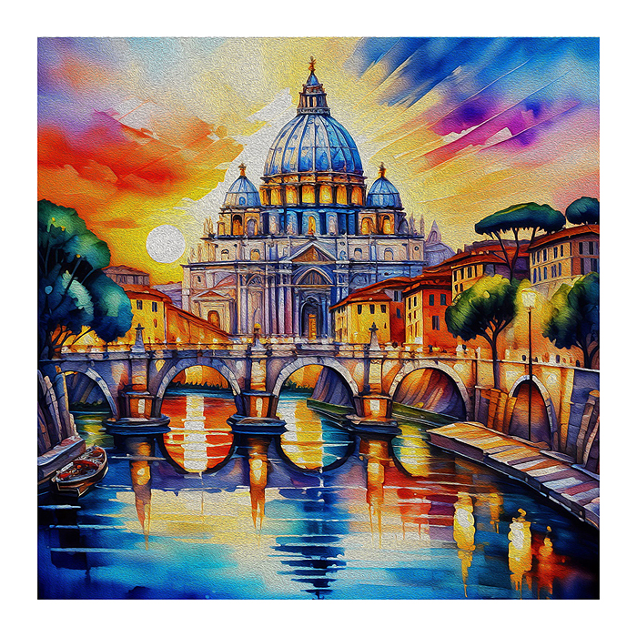 Холст с красками 40х40 по номерам "Красочный Рим" (30 цв.) 